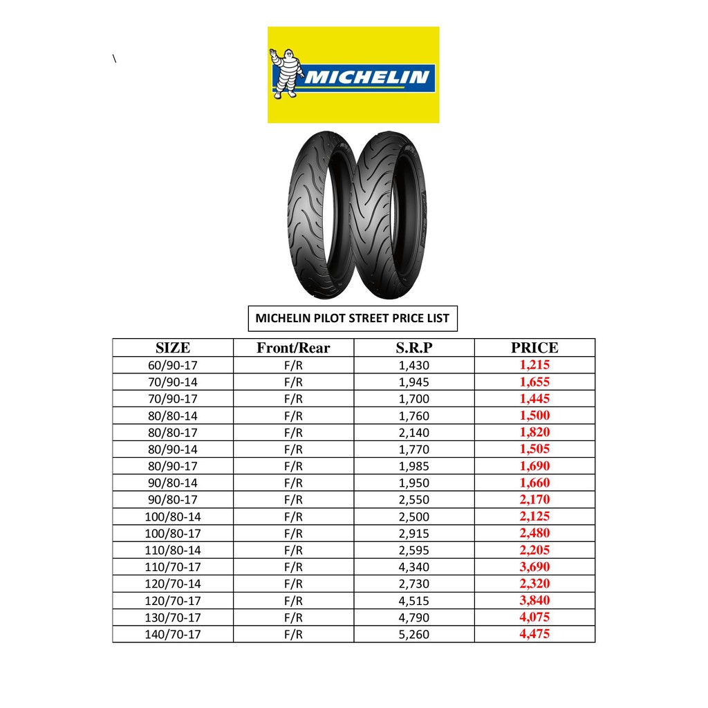 Michelin tyres price store list for bikes