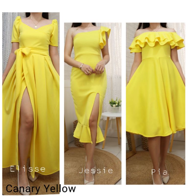 Canary yellow shop cocktail dress