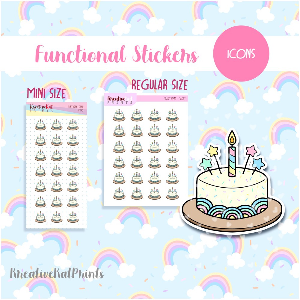  Birthday Cake Icon Planner Stickers and Labels