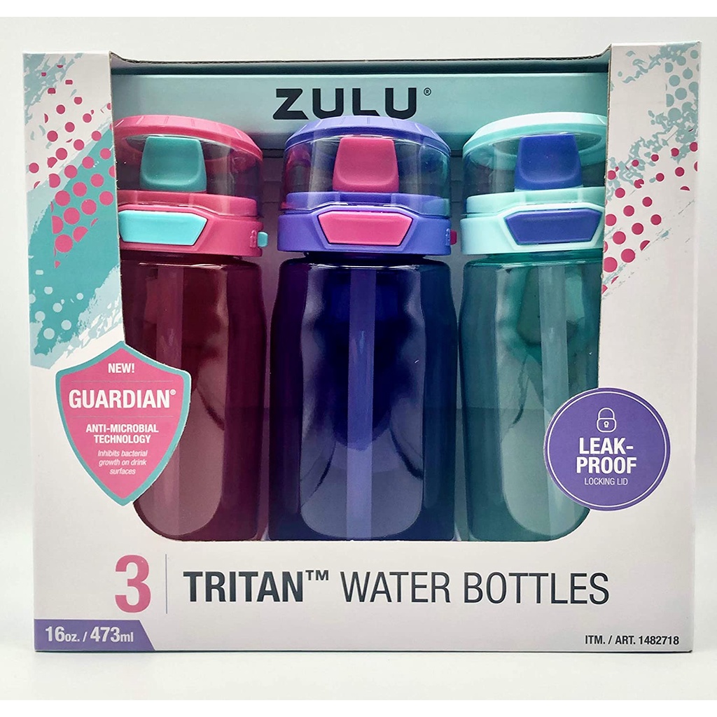 ZULU Tritan Water Bottle, 2 Pack 16 OZ