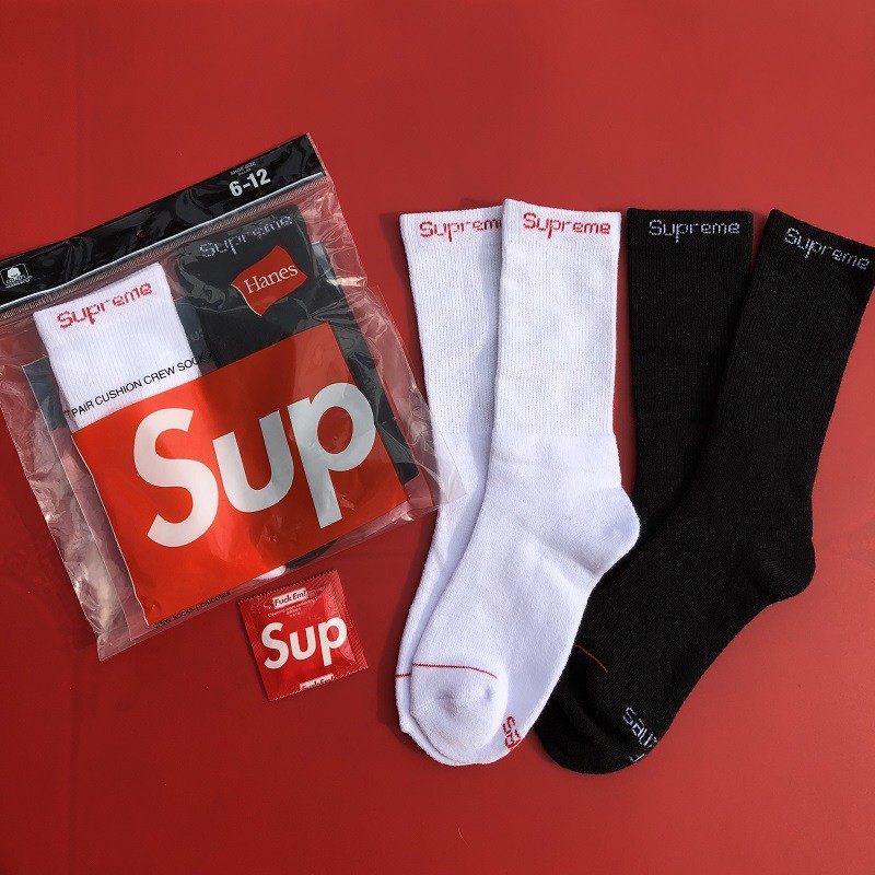 Supreme Crew Sock Unisex Casual Combed Cotton Socks Shopee