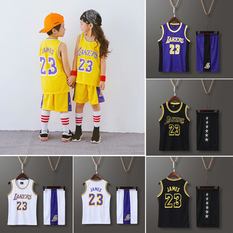  James #23 Kids Basketball Jersey T-Shirts Youth Sizes Set with  Arm Sleeve (Yellow Set, YL 10-13 Years) : Sports & Outdoors