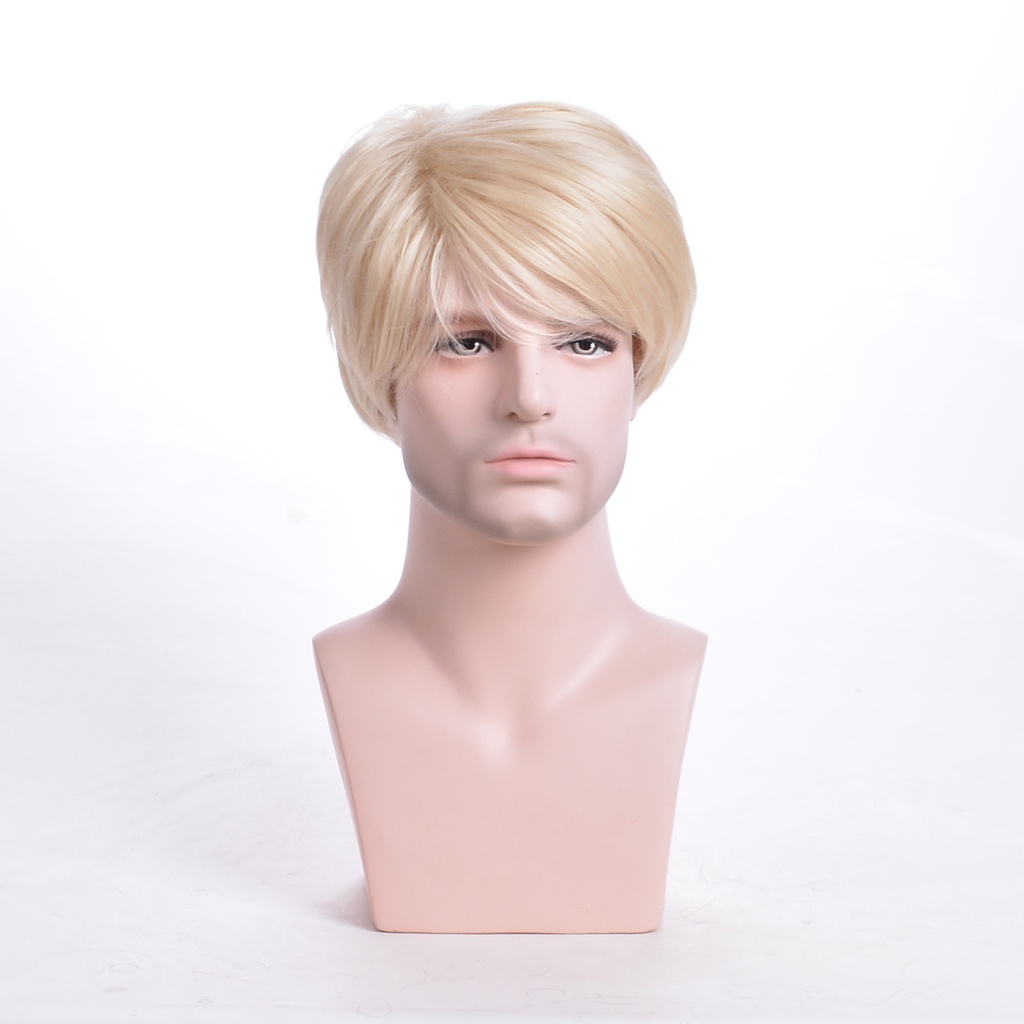 Men Wig Blonde Color 6inch Short Straight Synthetic Wigs for Male