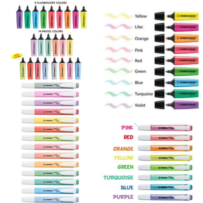 STABILO Complete Package Of ORIGINAL PASTEL Highlighter 23-color BOSS  21-color SWING COOL Dye Marker