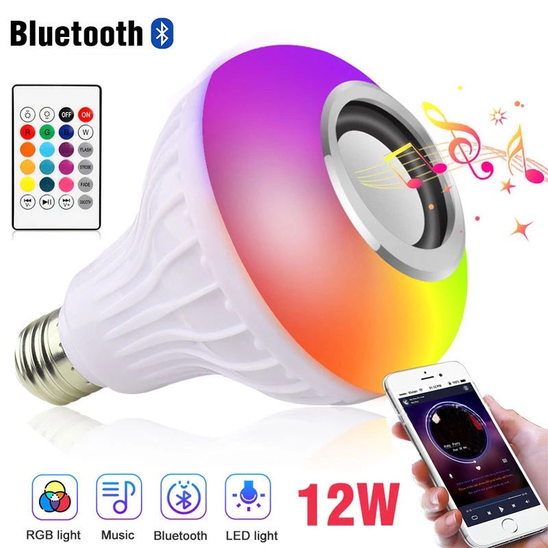 12W RGBW E27 Music RGB Color Changing Light Bulb Bluetooth Speaker