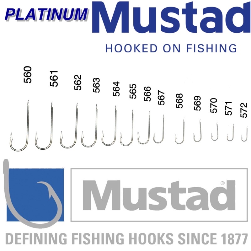 80pcs Per Box MUSTAD 560 - 572 Norway Fishing Hooks, 900MD