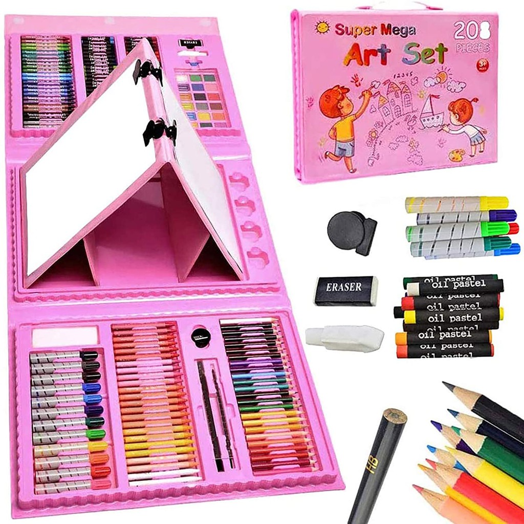 6-208PCS Children Art Painting Set Watercolor Pencil Crayon Water