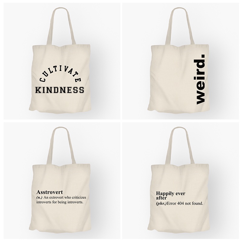 TOTE BAG MINIMALIST WORD ART STATEMENT TOTEBAGS AESTHETIC