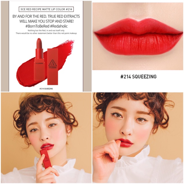 3CE Red Recipe Lipstick #214 Squeezing