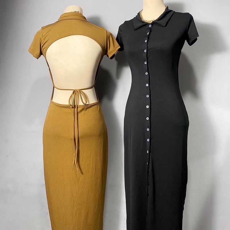 Button down store dress shopee