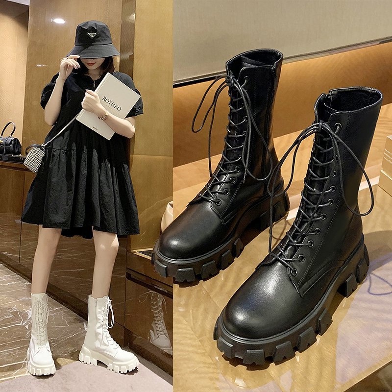 Women s Korean Martin Boots Fashion Vintage British Style Thick Soled Thick Heel Motorcycle Boots Shopee Philippines