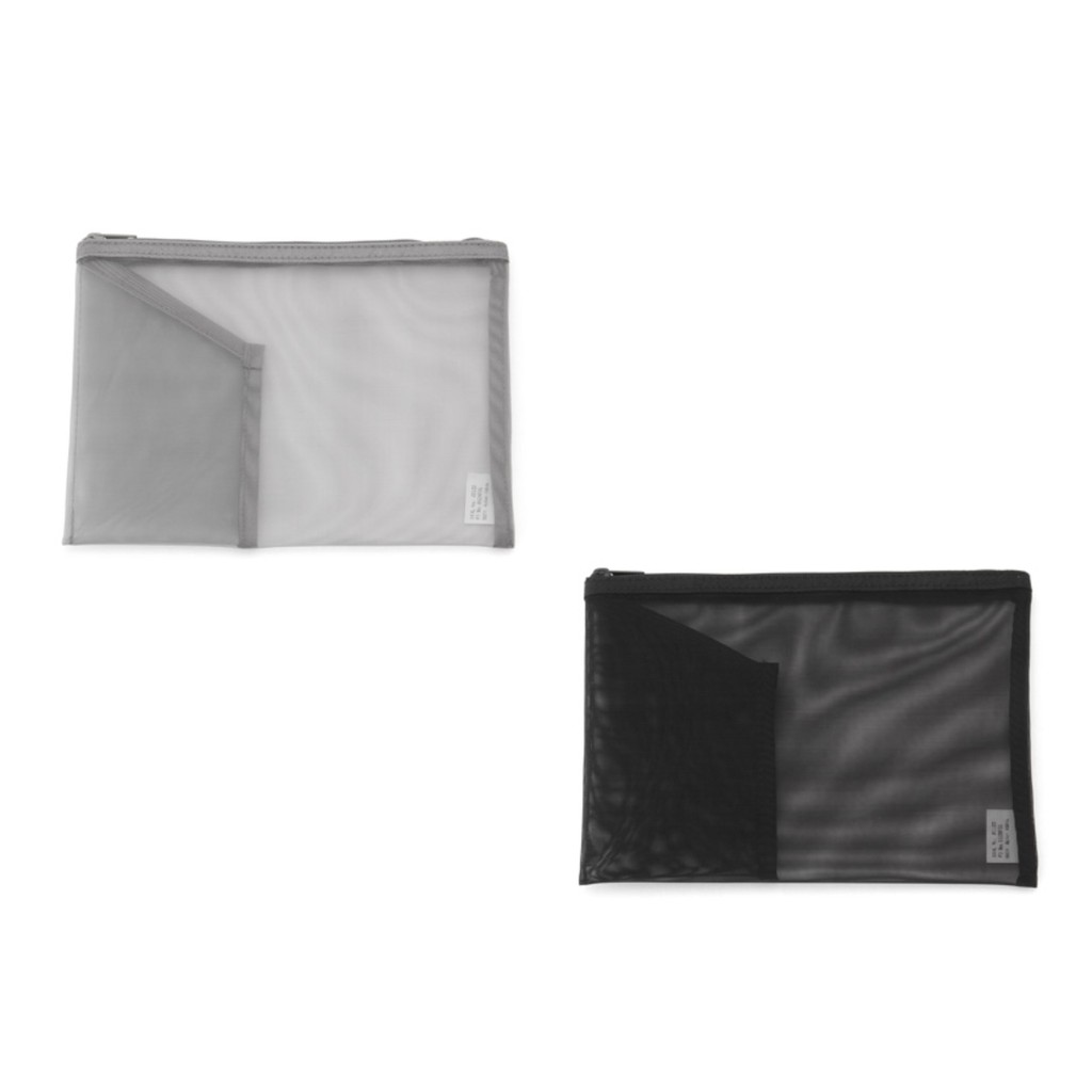 MUJI Nylon Mesh Pouch with Pocket Gray Color B6/ A5/ A4 (Size Select)