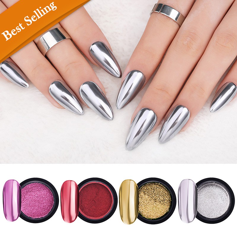 Black Friday Gold Chrome Mirror Nail Powder Metallic Golden Glitter Pigment  Dust Nail Art Decoration with 1pc Eyeshadow Sticks