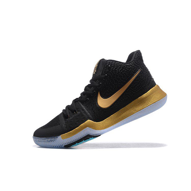 Kyrie shoes best sale black and gold