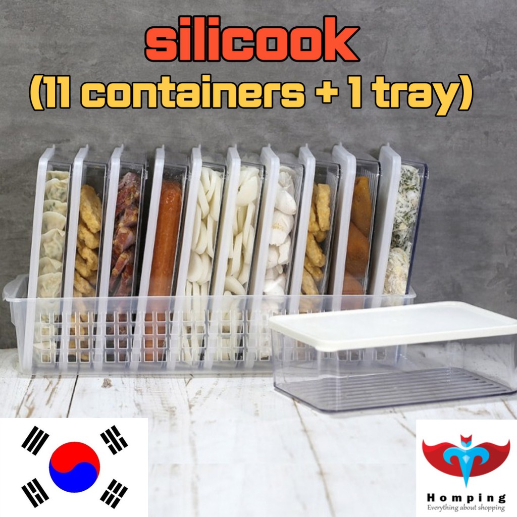 Silicook ] Fridge Food storage containers - Flat Medium set, 5pcs