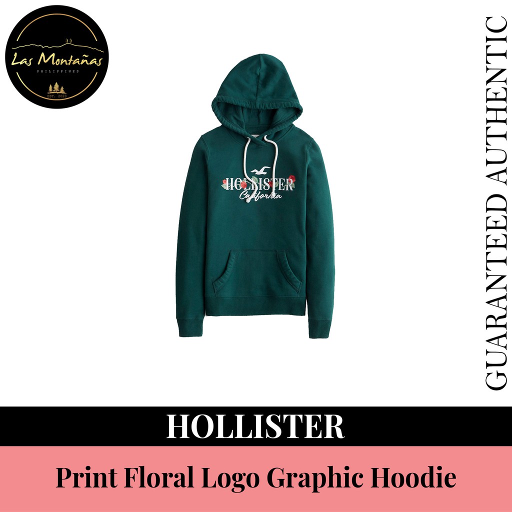 HOLLISTER Print Floral Logo Graphic Hoodie Shopee Philippines