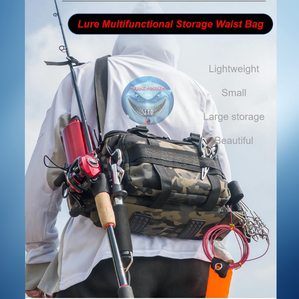 Lure Waist Bag 35cm*14cm*18cm Multi-Function Fishing Gear Bag Lure Rod Bag