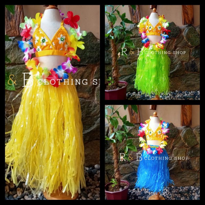 Girls Yellow Grass Skirt  Yellow Kids Hawaiian Hula Skirt Costume