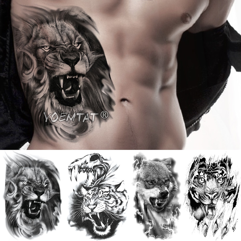 3d Realistic Lion Leopard Arrow Temporary Tattoos For Women Men Geometric  Wolf Lotus Fake Tattoo Body Art Painting Tatoo Paper - Temporary Tattoos -  AliExpress