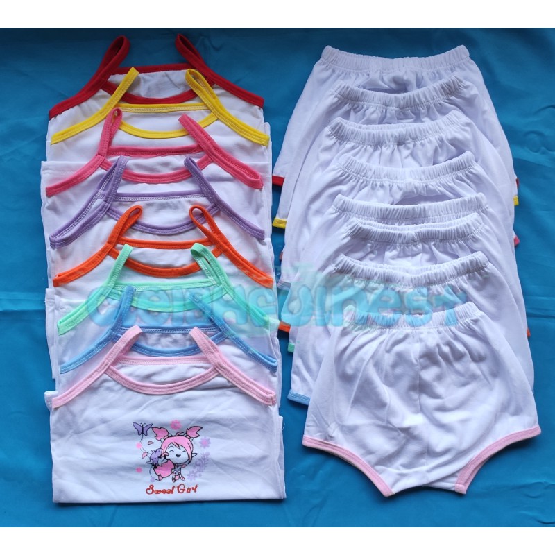 High Quality Cotton Spaghetti Sando for Kids Fashion Candy Color