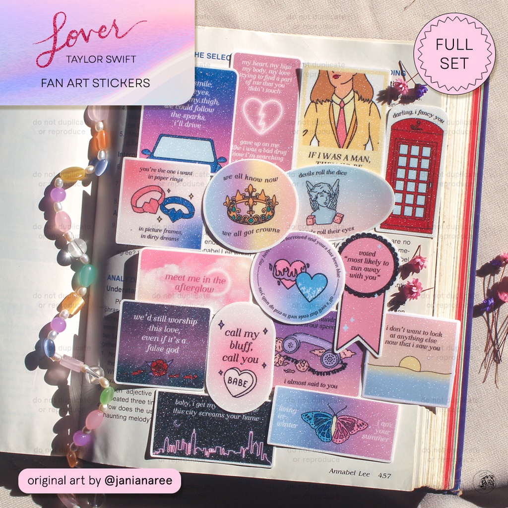 Lover by Taylor Swift Glitter Vinyl Stickers (Tags: aesthetic original bujo  planner drawing sticker)