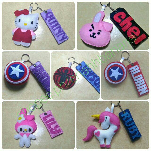 Cloth keychains with on sale names