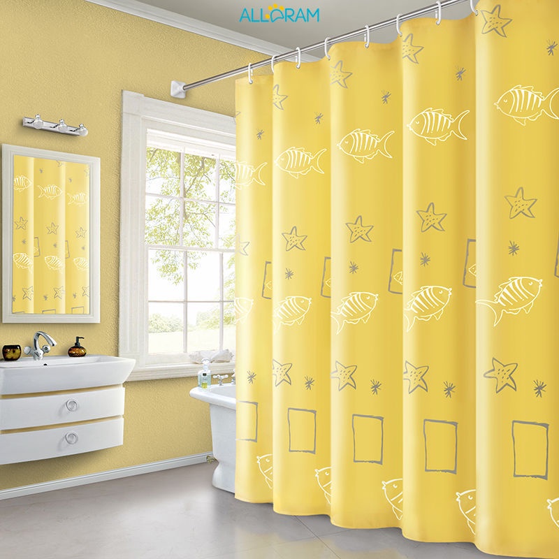 Alldram Yellow Shower Curtains for Bathroom Decor Set with Hooks Textured  Water Resistant Polyester Fabric Shower Curtain for Bright Yellow Bathroom  Accessories