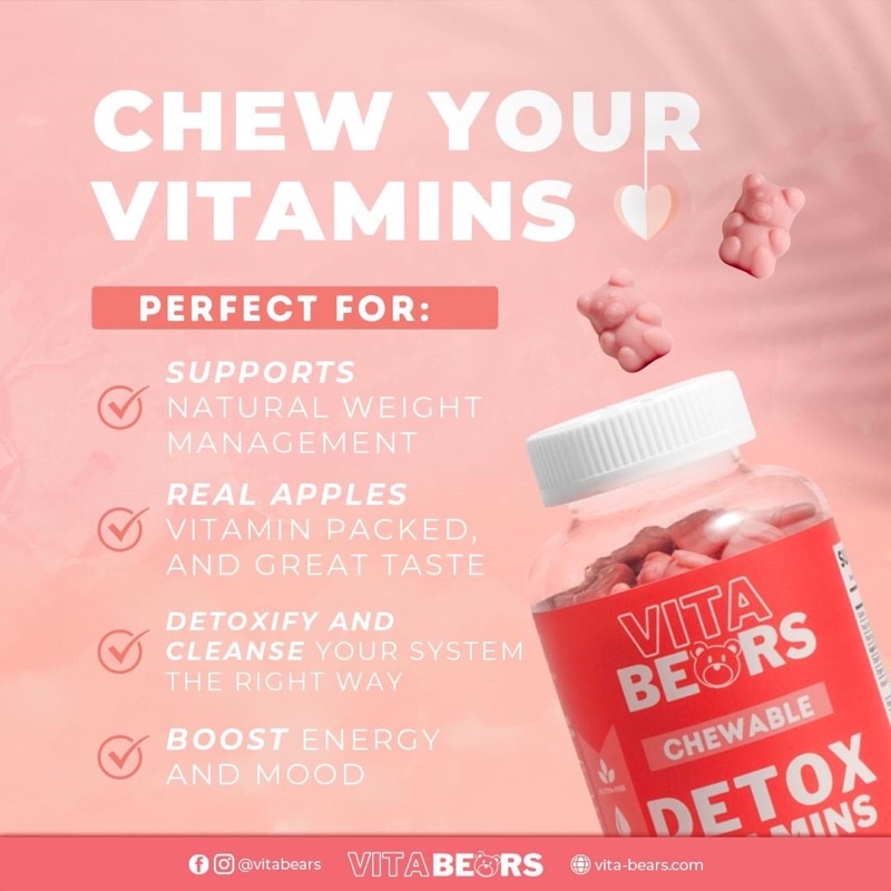 Vitabears Detox Vitamins w/ pure Apple Cider Vinegar | Shopee