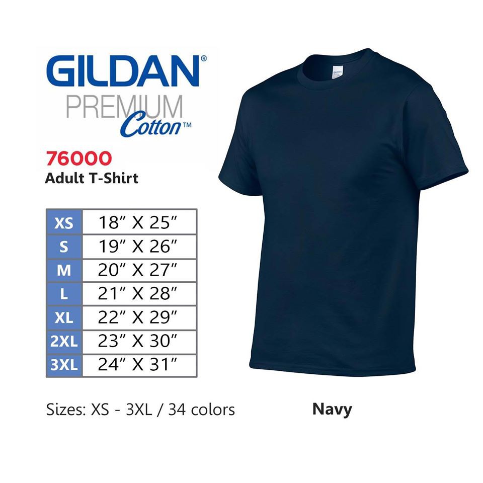 GILDAN NAVY BLUE | 76000 PREMIUM COTTON ADULT ROUNDNECK T-SHIRT