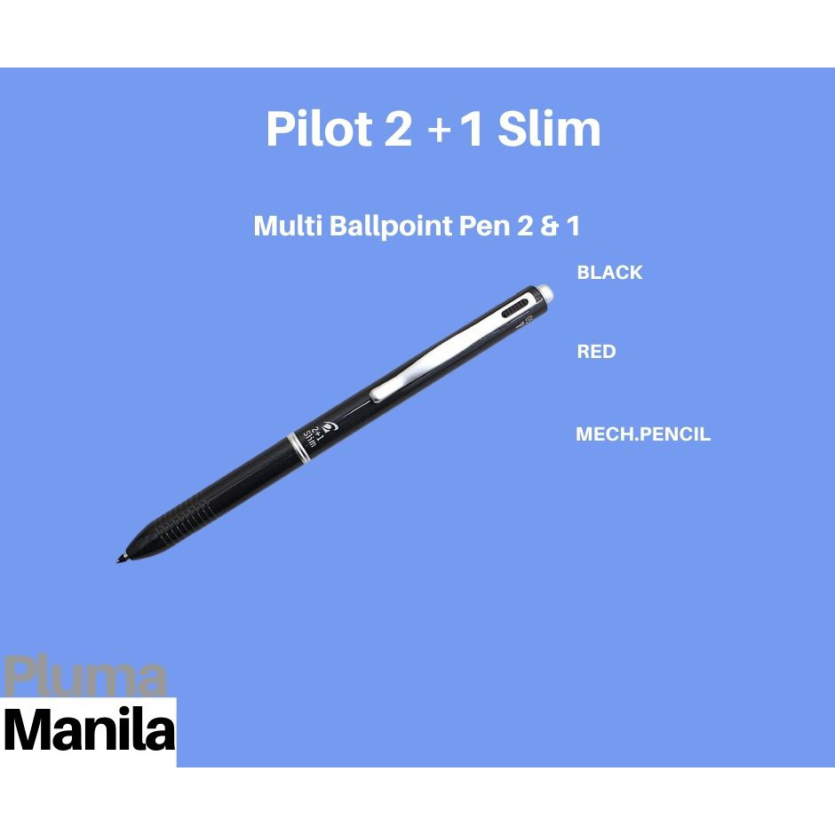 Pilot 2+1 Slim Two Plus One Slim Ballpoint Pen 0.7mm Black Red + Mechanical  Pen 0.5mm