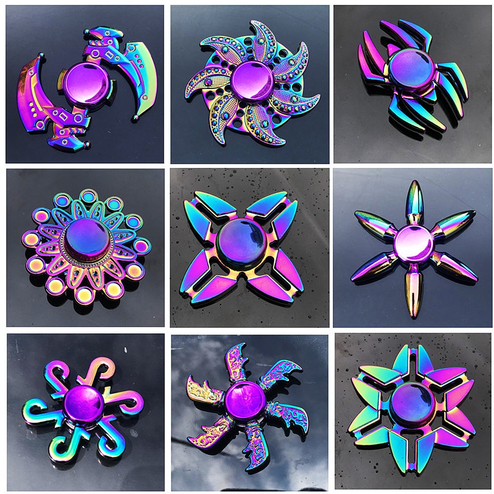 1pcs Metal Rainbow Fidget Spinner Colorful Edc Hand Spinner Anti