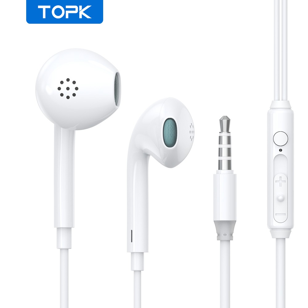 TOPK F20 In Ear Earphones With Microphone And Volume Control for Samsung Huawei