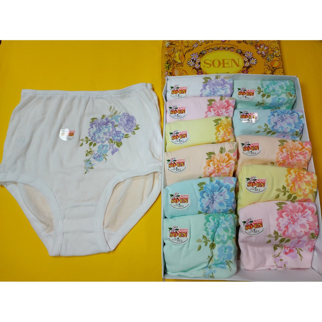 1 Box of 12 Girl Kids SOEN Flower Design Design Women's Underwear