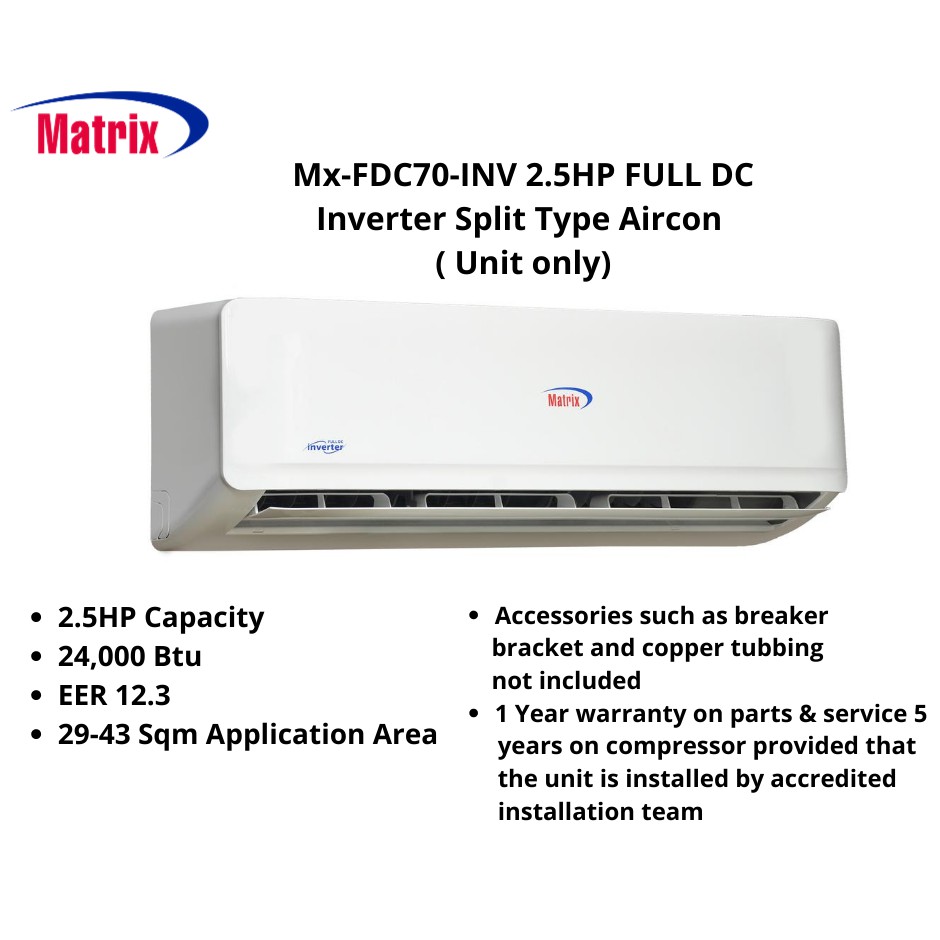 split type aircon matrix