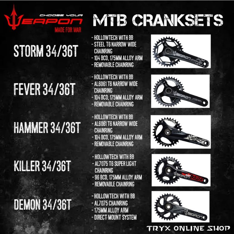 Weapon mtb shop parts