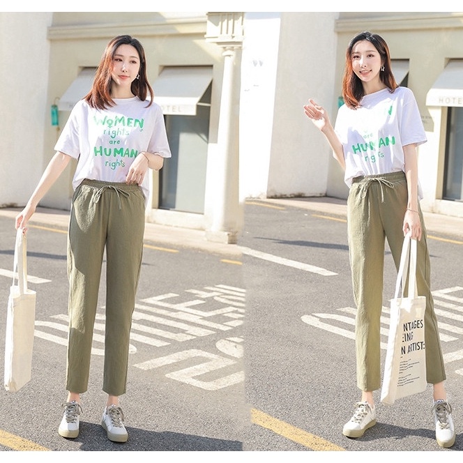 Korean's Fashion Daily Outfit Women's Attire Polyester Trouser Pants 009