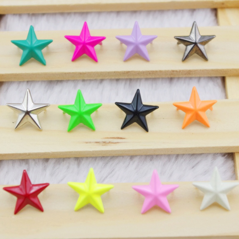 200 Sets Decorative Rivets for Metal Star Rivets Five- Pointed Star Nails  Garment Rivets Tacks Studs and Spikes for Clothing Bags Belts Collar 