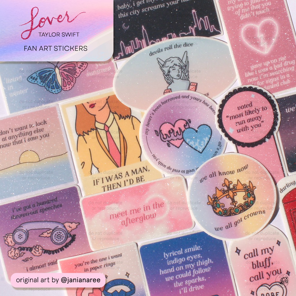 Lover by Taylor Swift Glitter Vinyl Stickers (Tags: aesthetic original bujo  planner drawing sticker)