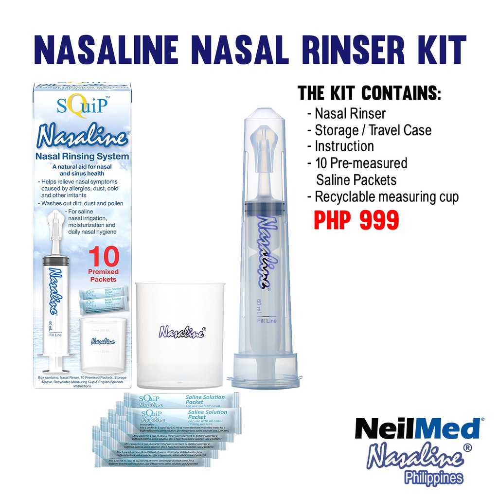Nasaline® Nasal Rinsing System Kit with 50 Premixed Saline Packets - SQuiP