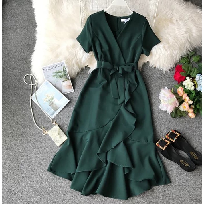 Green casual hot sale dress