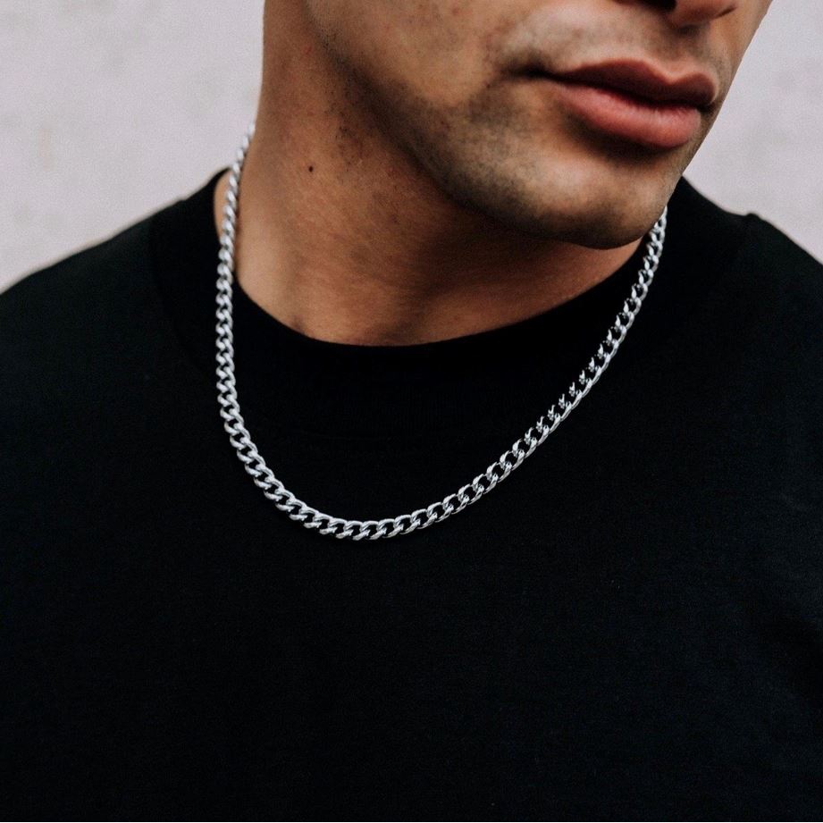 Male deals silver necklace