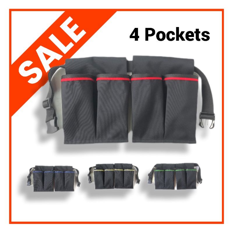 4 Pockets with (YELLOW LINING) Bussing Belt /Janitorial Belt Bag