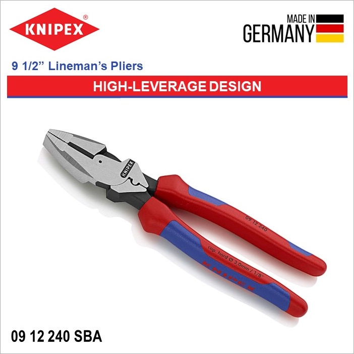Knipex 9-1/2-inch Lineman's Pliers - 09 12 240 SBA