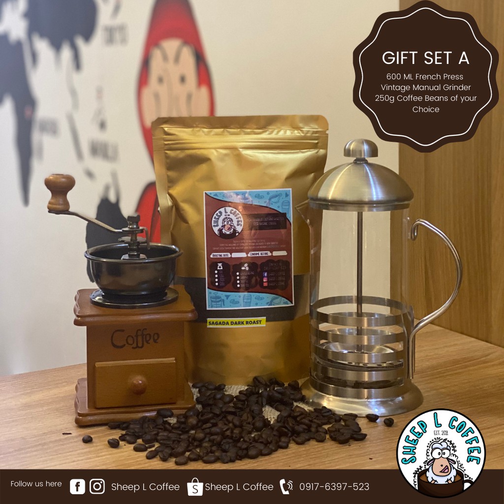 Coffee grinder and outlet french press