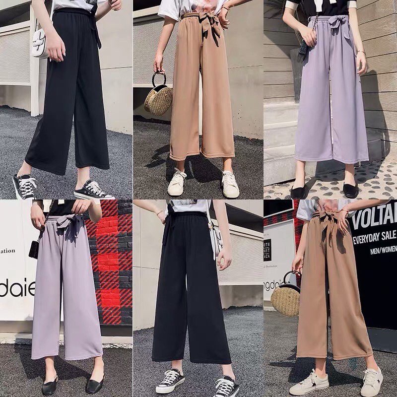 cod new CHALLIS Korean Style Women Wide Leg Square Pants new fasion