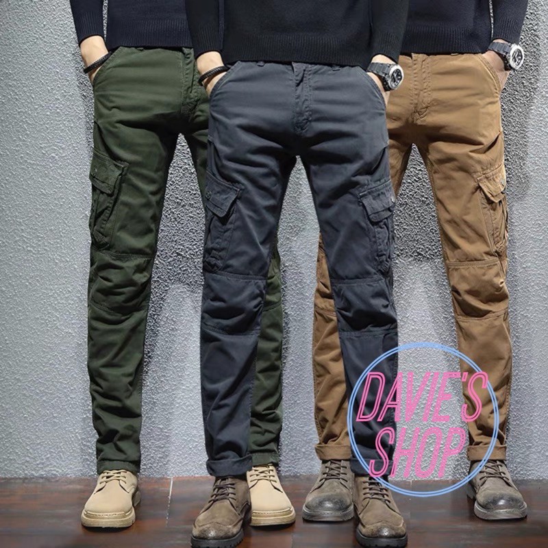 Men's 6 Pocket Cargo Pants 4 Colors Maong Pants for Men Lalaki