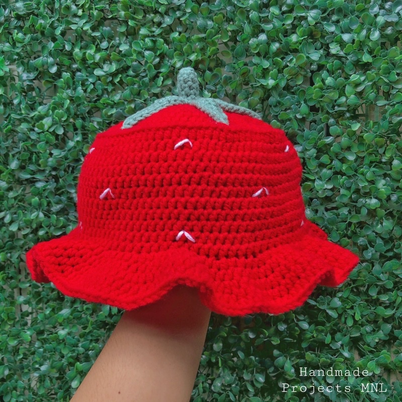 Crochet Strawberry Bucket Hat | Shopee Philippines