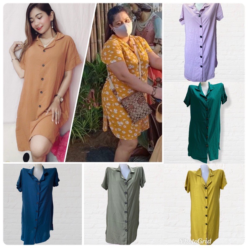 Button down 2025 dress shopee