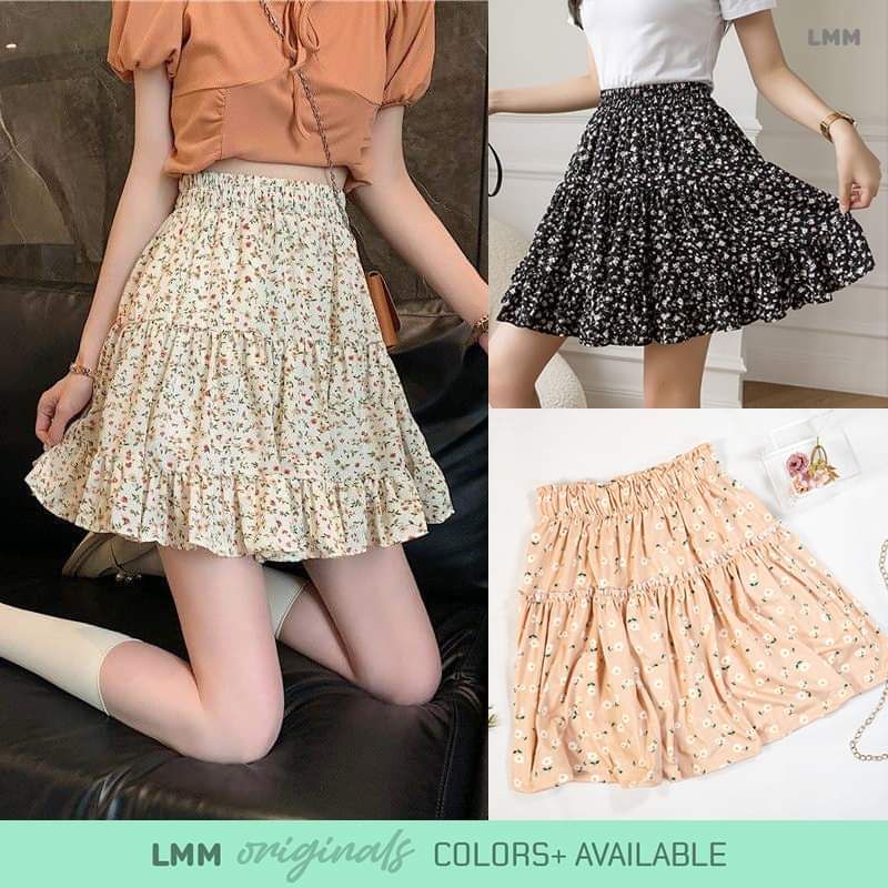 Floral shop skirt shopee