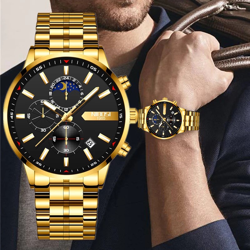 Nibosi 2025 gold watch